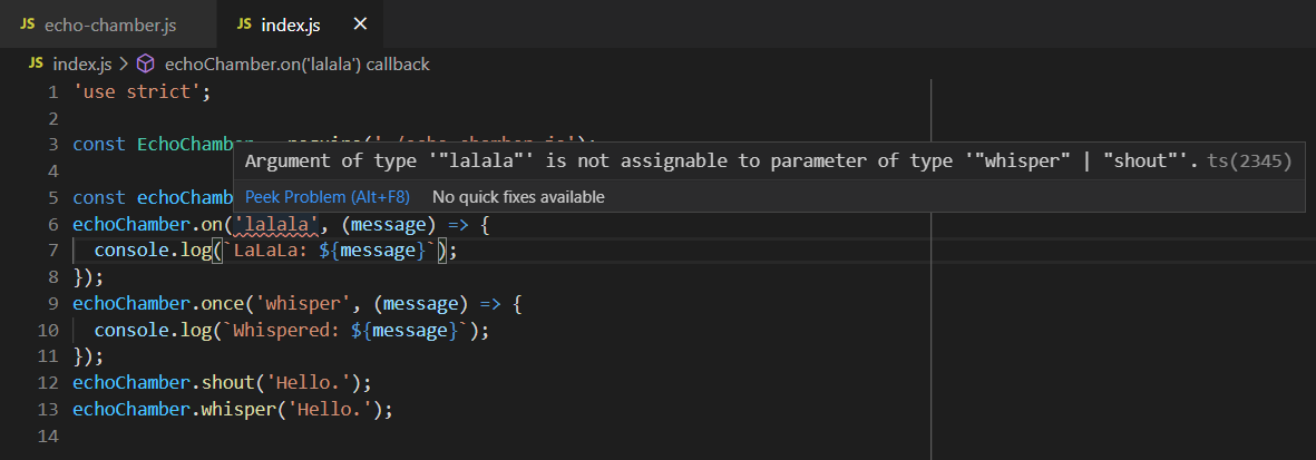 Error message in Visual Studio Code.